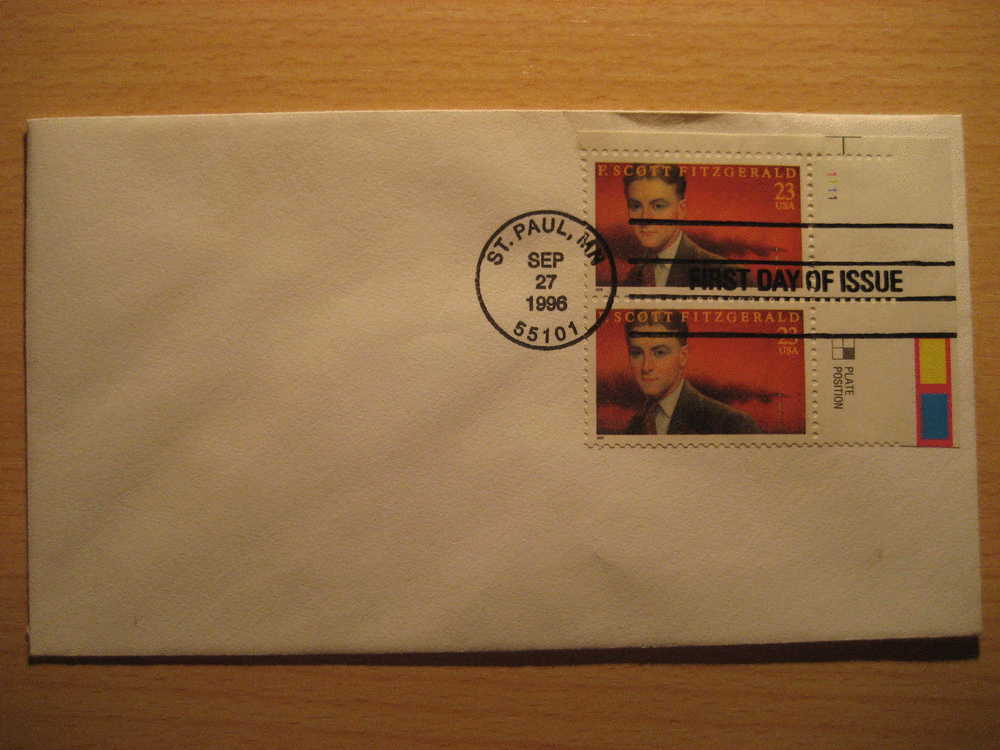 USA Artist F. SCOTT FITZGERALD Pair St. Paul MN FDC SPD Cine Film Cinema Camera Camara Pelicula Movie - Cinema