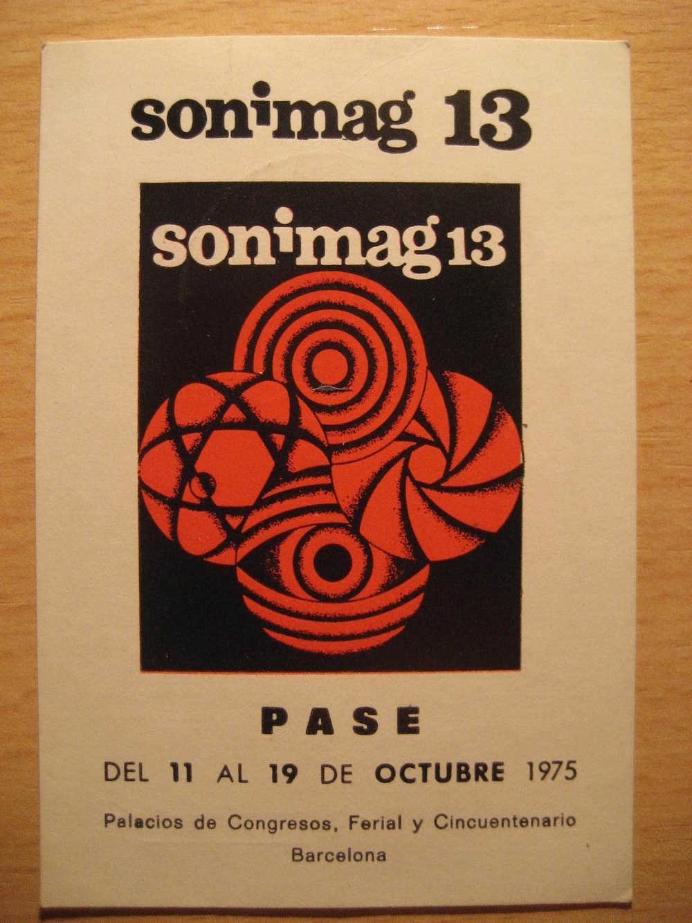 SONIMAG 1975 BCN PRESS ENTRANCE CARD PASE Salon Imagen Sonido Electronica Cancel Cine Film Cinema Camera Movie TV Radio - Cinema