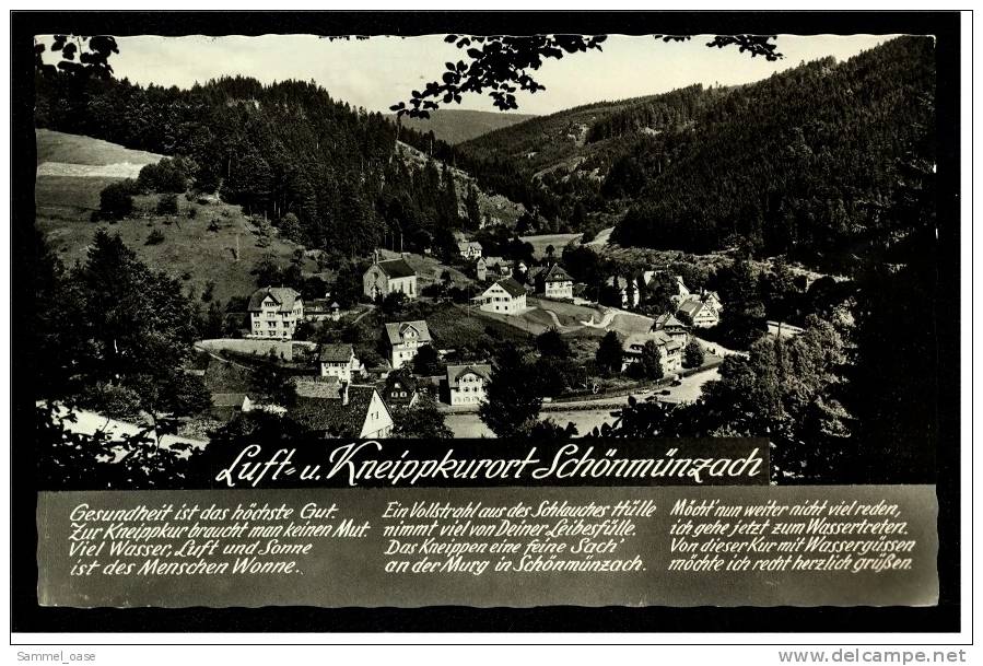 Schönmünzach  -  Kneipp- Und Luftkurort  Im Murgtal Schwarzwald  -  Ansichtskarte Ca. 1962 - Baiersbronn