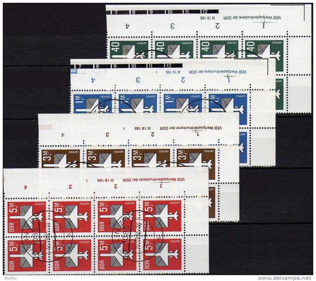 Druckvermerk Höchstwert 5 Mark DDR 2967,4-Block+DV O 42€ Luftpost-Serie 1985 Flugzeug Mit Brief Ss Sheet Bf Germany - Se-Tenant