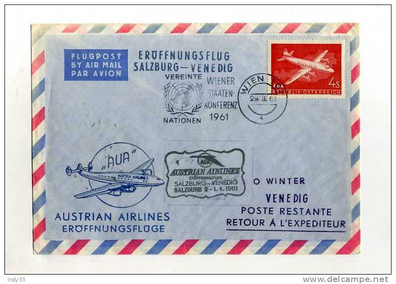 - AUTRICHE . 1er VOL SALSBOURG / VENISE 1961 - First Flight Covers