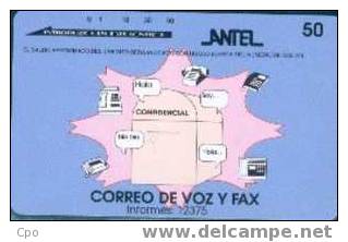 # URUGUAY 17 Correo De Voz Y Fax 50 Anritsu   Tres Bon Etat - Uruguay