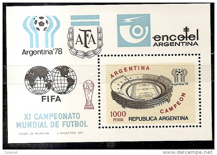 ARGENTINA - 1978  - COPA MUNDIAL DE FUTBOL - SOCCER - FOOTBALL - Souvenir Sheet  # 19  - MINT (NH) - Blocks & Sheetlets