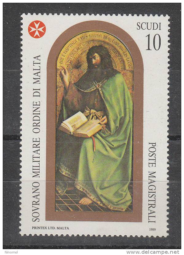 SMOM   -    1989.  San Giovanni Battista.  John The Baptist.  Perfect Painting.  MNH - Religión