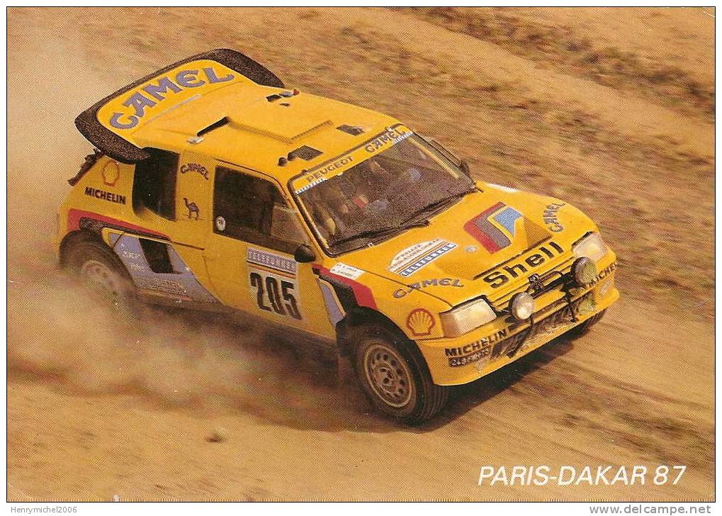 Sports , Le Rallye Paris Dakar 1987 Voiture Peugeot Turbo 205 16, Vatanen, Giroux , Mehta Doughty - Otros & Sin Clasificación