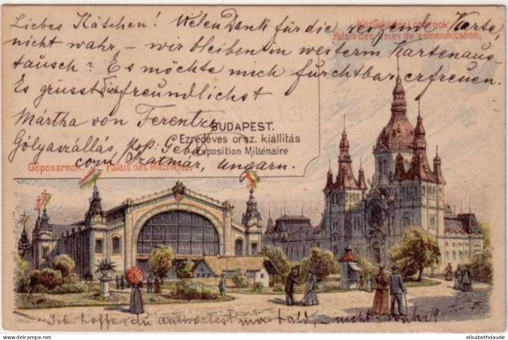 HONGRIE - ENTIER POSTAL ILLUSTRE "EXPOSITION MILLENAIRE" De BUDAPEST Pour FLENSBURG (ALLEMAGNE) - 1898 - Postwaardestukken