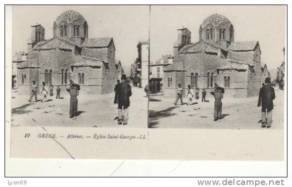 GRECE  EGLISE SAINT GEORGES  ATJEBES  LL - Cartes Stéréoscopiques