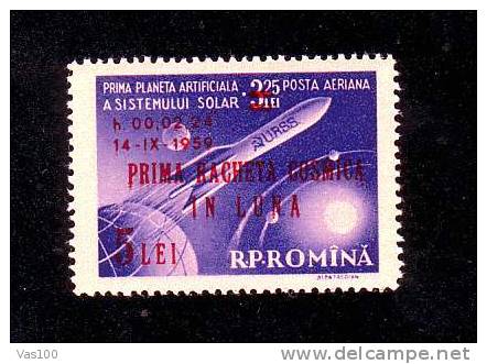 Romania 1959 FIRST ROKET IN SPACE,MNH,OG, STAMP OVERPRINT. - Europe