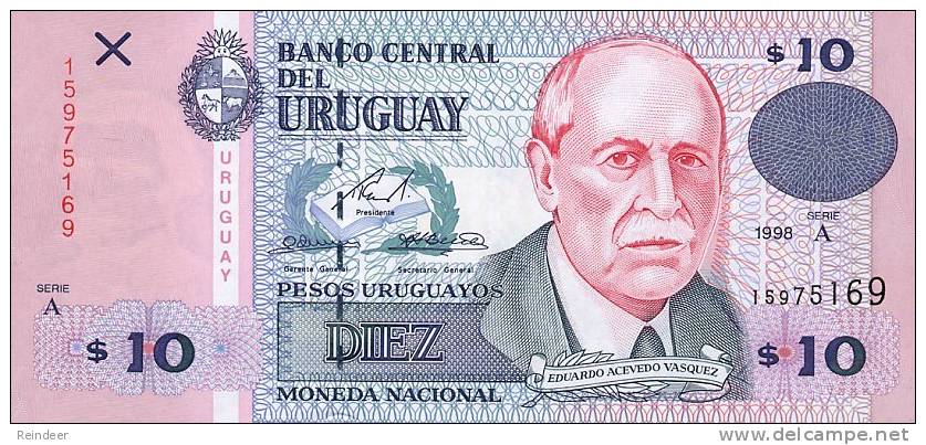 ® URUGUAY: 10 Pesos (1998) UNC - Uruguay