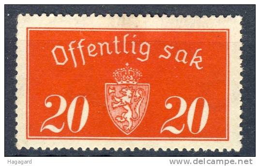 Norway 1933. Michel 14 I. MH(*) - Service