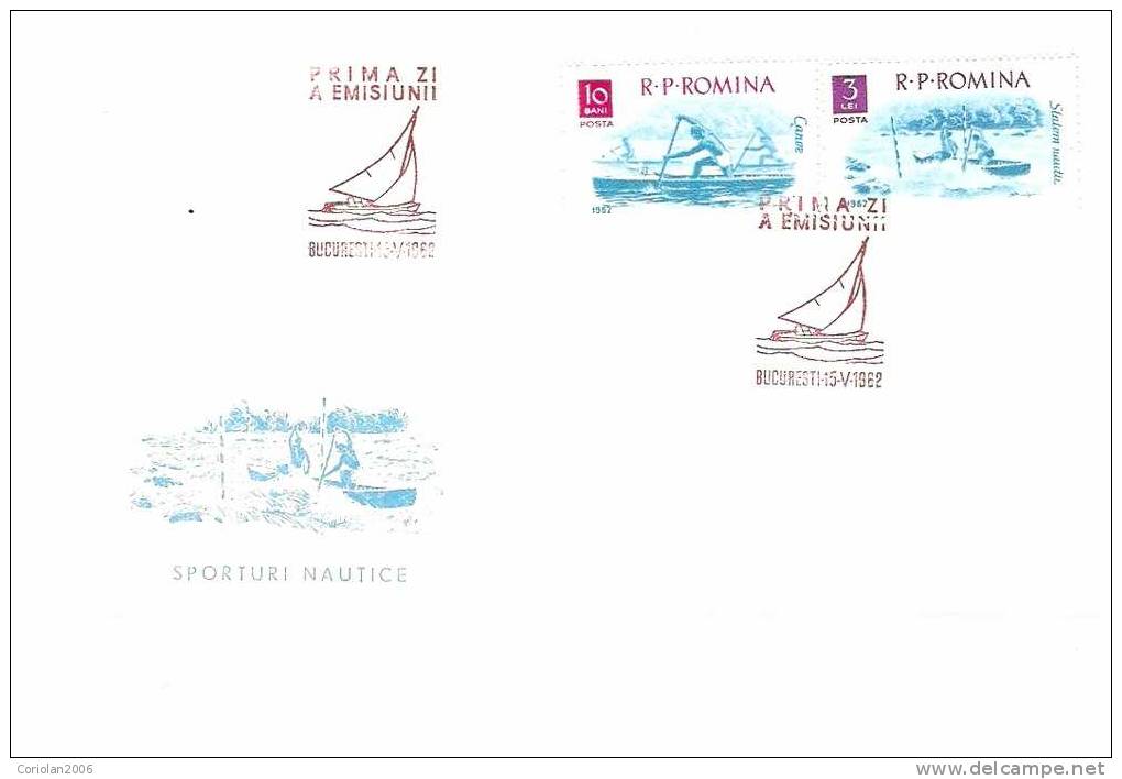 Romania 1962 FDC / Nautics Sports / Set X 3 / Perforated Stamps - Canoë