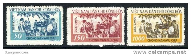 North Vietnam #64-66 Mint Never Hinged Anti-illiteracy Set From 1958 - Vietnam