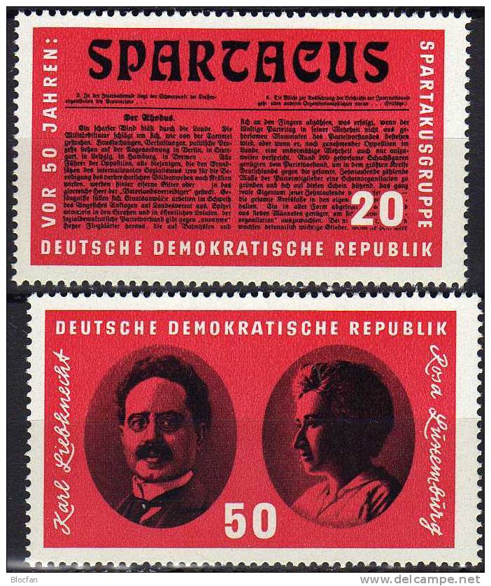 Spartakus Mit Zusammendruck DDR 1154/5+ZD Aus Block 25 ** 3€ Porträt Begründer Liebknecht/Luxemburg Se-tenant Of Germany - Se-Tenant