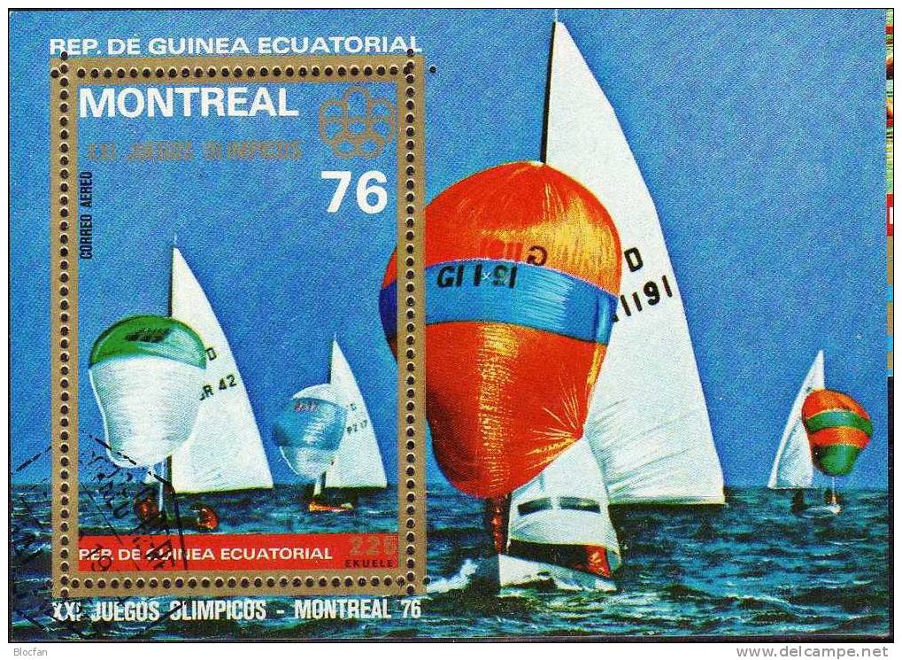 Olympia Montreal Äquatorial Guinea 791/2, Block 209+210 O 5€ Segeln Finndingi, Einer - Kajak - Estate 1976: Montreal