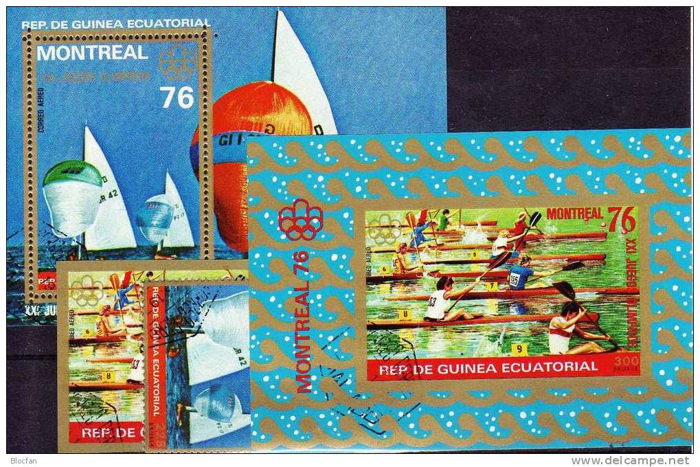 Olympia Montreal Äquatorial Guinea 791/2, Block 209+210 O 5€ Segeln Finndingi, Einer - Kajak - Zomer 1976: Montreal