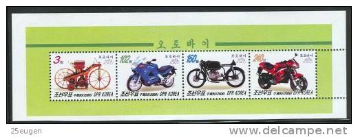 NORTH KOREA 2006  MICHEL NO 5144-47 BOOKLET PANE  MNH - Motorbikes