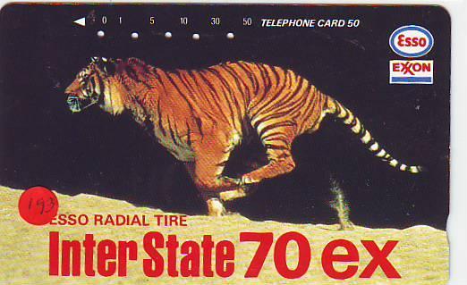 Télécarte Japon *  Publicité Pétrole Essence ESSO (193) Phonecard Japan * Telefonkarte * TIGRE TIGER - Erdöl