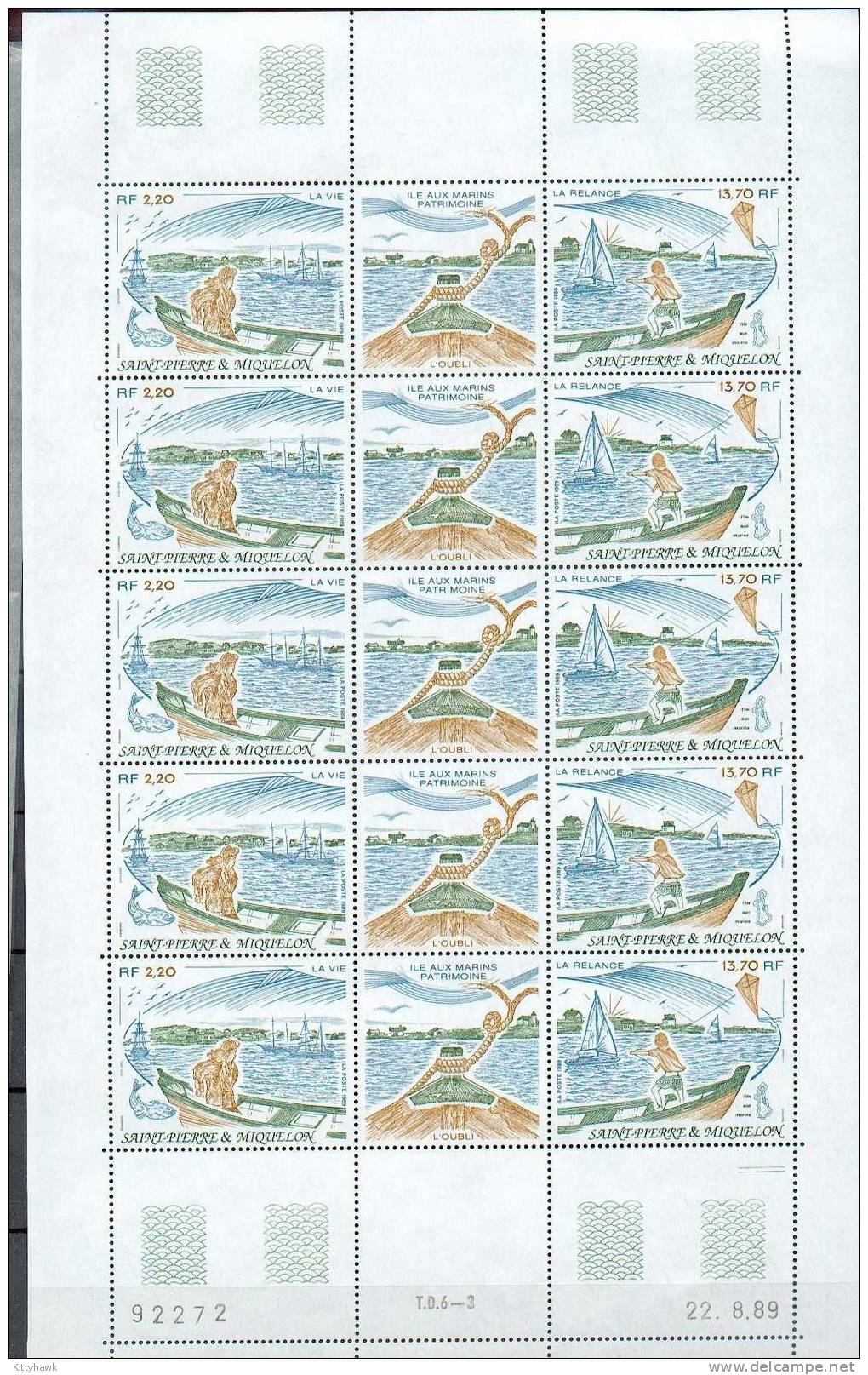 SPM 431 - YT 509 A ** X 5 En Feuillet Coin Daté - Unused Stamps