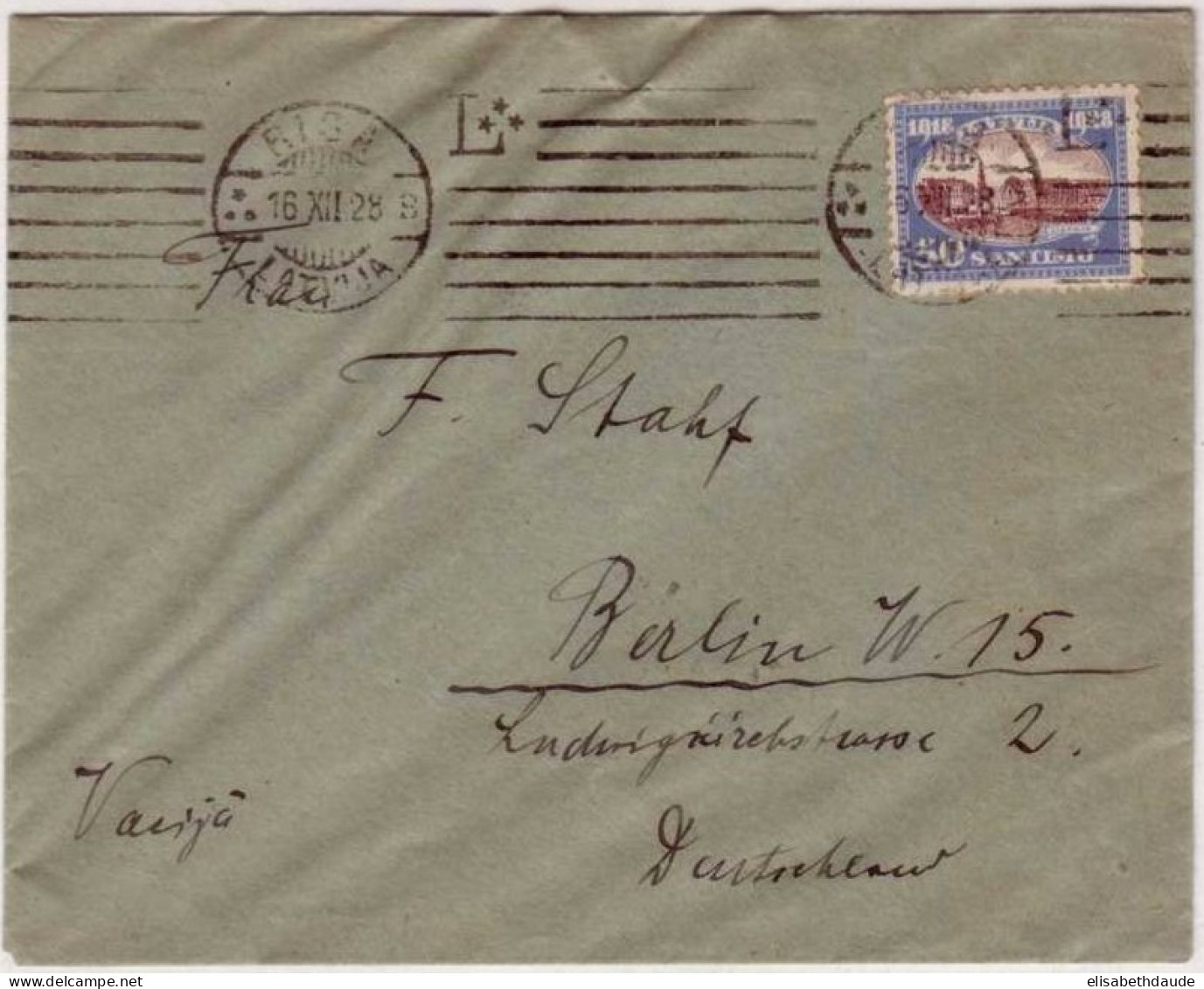 LETTONIE - 1928 - LETTRE DE RIGA  => BERLIN - Lettland