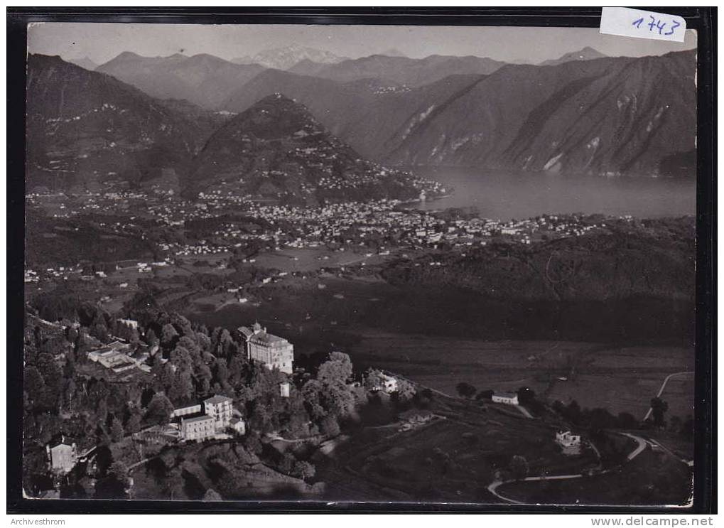 Kurhaus Cademario Mit Blick ´auf Lugano, Mte Brè ; Flugaufnahme; 1937 (1743) - Cademario