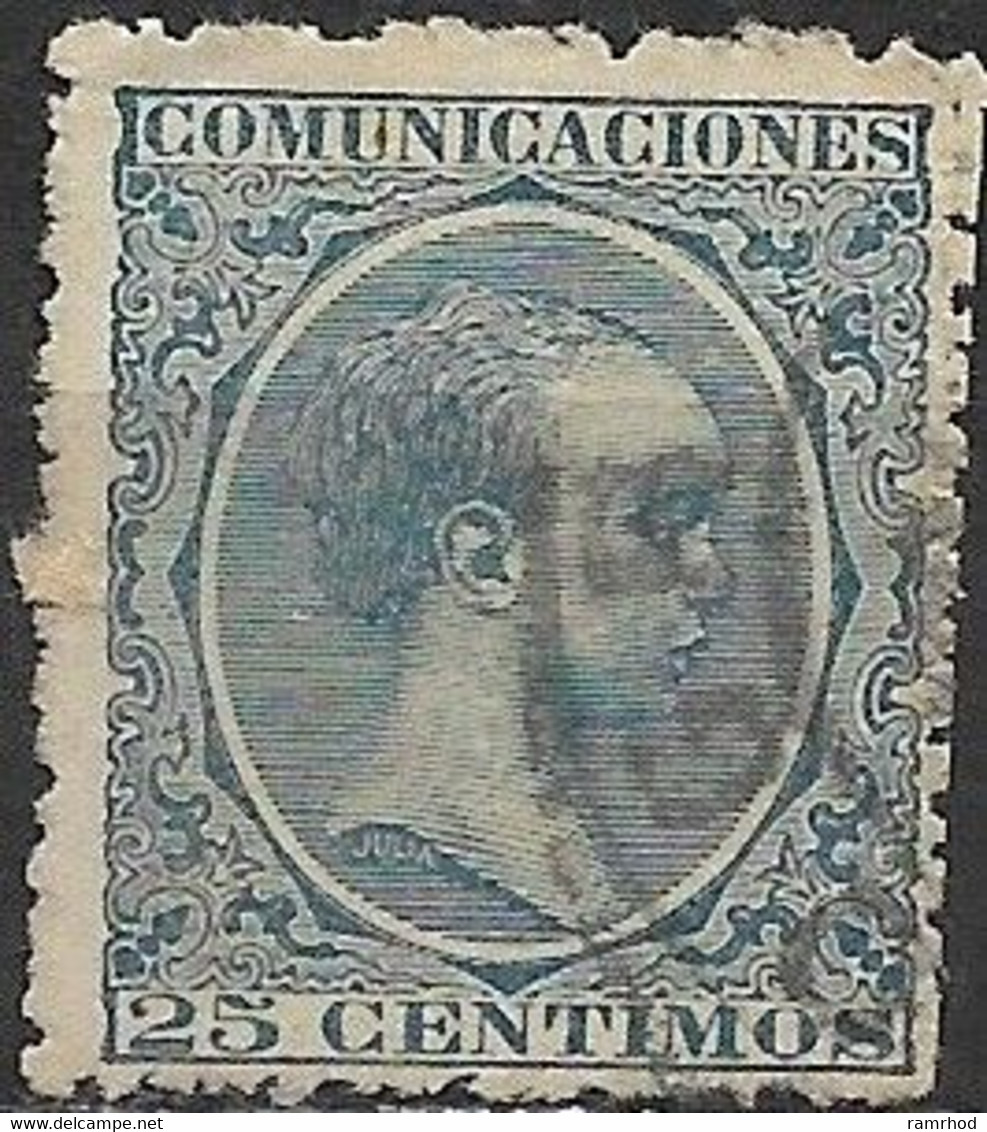 SPAIN 1889 King Alphonso XIII - 25c Blue  FU - Used Stamps