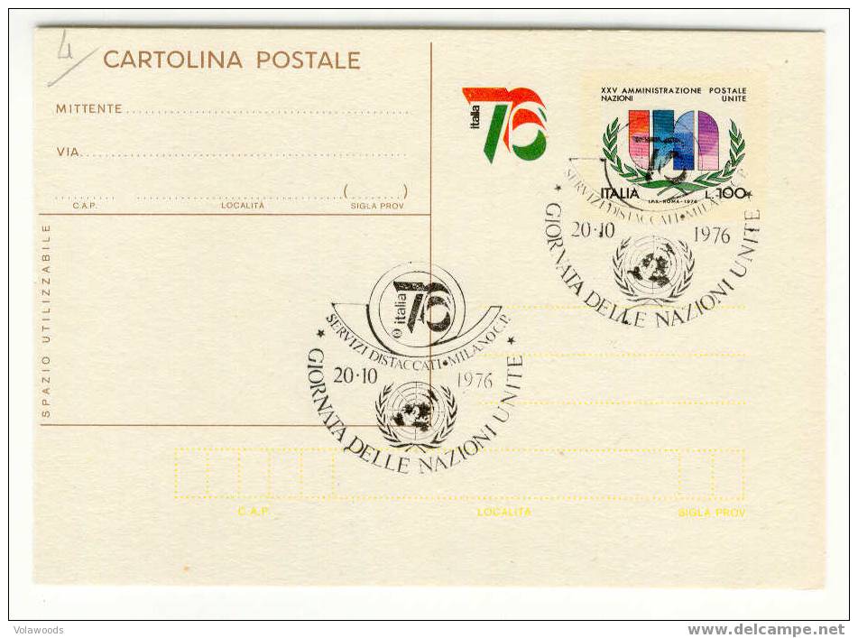 Italia - Cartolina Postale Con Annullo Speciale "XXV Amministrazione Postale Nazioni Unite" - Interi Postali