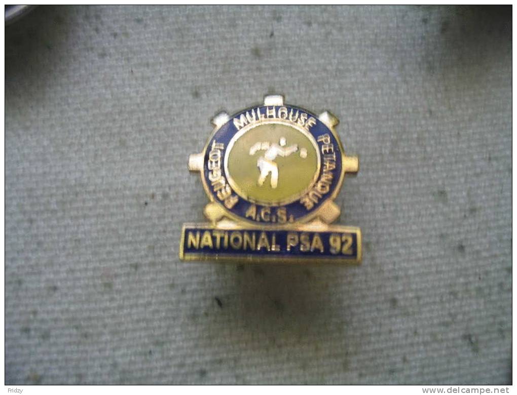 Pin's  Peugeot-Mulhouse-pétanque ACS  National PSA1992 - Pétanque