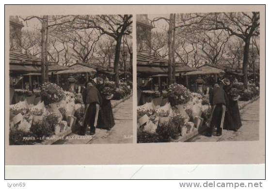 PARIS  LE MARCHE AUX FLEURS - Cartes Stéréoscopiques