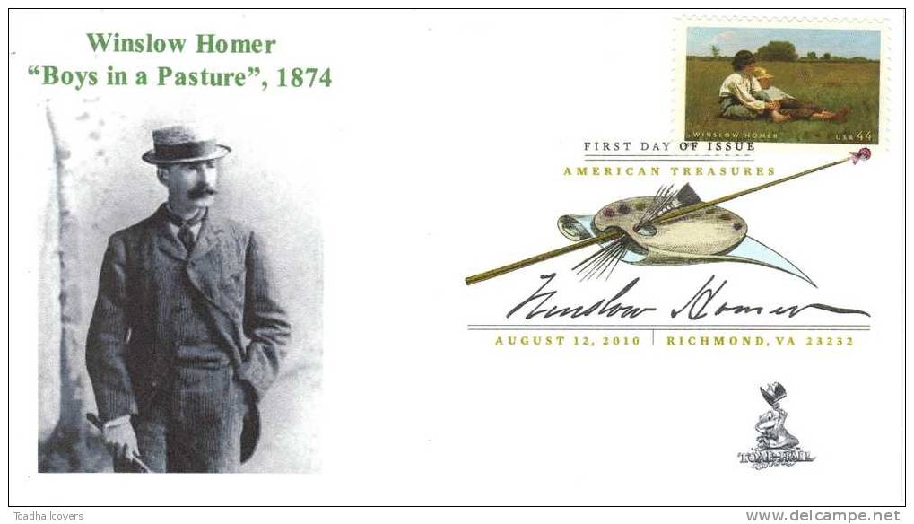 Winslow Homer First Day Cover, W/ Digital Color Pictorial Cancel, From Toad Hall Covers! - 2001-2010