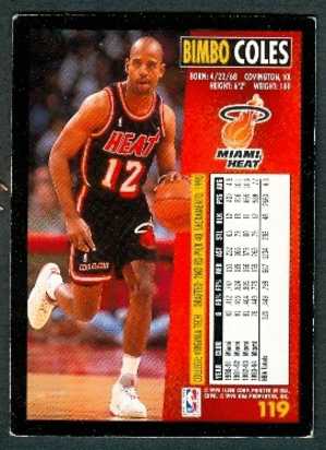 Basket, NBA, Fleer 94/95 : BIMBO COLES, MIAMI HEAT, N° 119 - 1990-1999