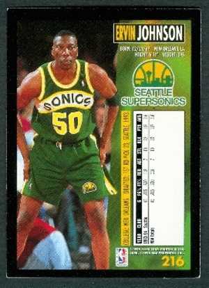 Basket, NBA, Fleer 94/95 : ERVIN JOHNSON, SEATTLE SUPERSONICS, N° 216 - 1990-1999