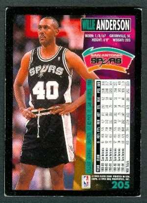 Basket, NBA, Fleer 94/95 : WILLIE ANDERSON, SAN ANTONIO SPURS, N° 205 - 1990-1999