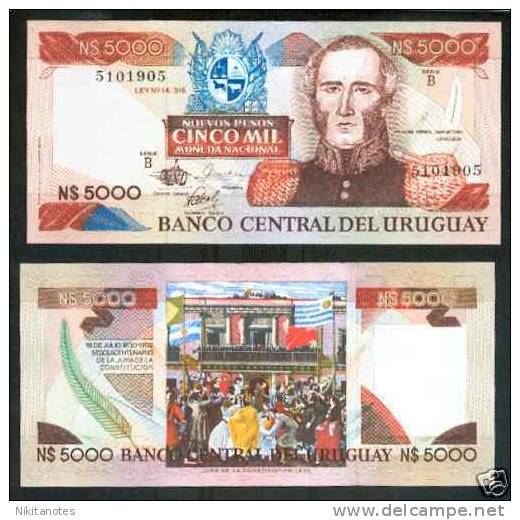 URUGUAY NOTE 5000 NUEVOS PESOS (1983) PICK # 65 UNC - Uruguay