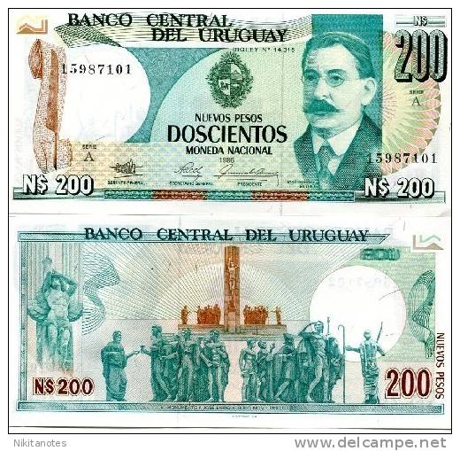 URUGUAY 200 Nuevos Pesos 1986 P-66 UNC - Uruguay