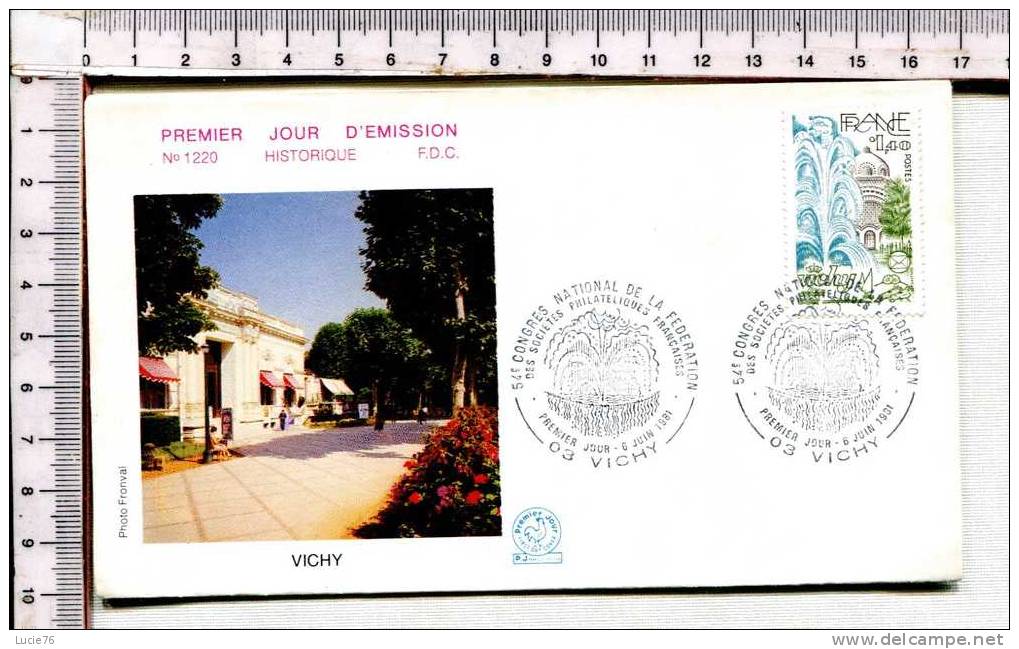 ENVELOPPE 1er Jour D'Emission - N° 1220 -  VICHY -  6 Juin  1981 - 1980-1989