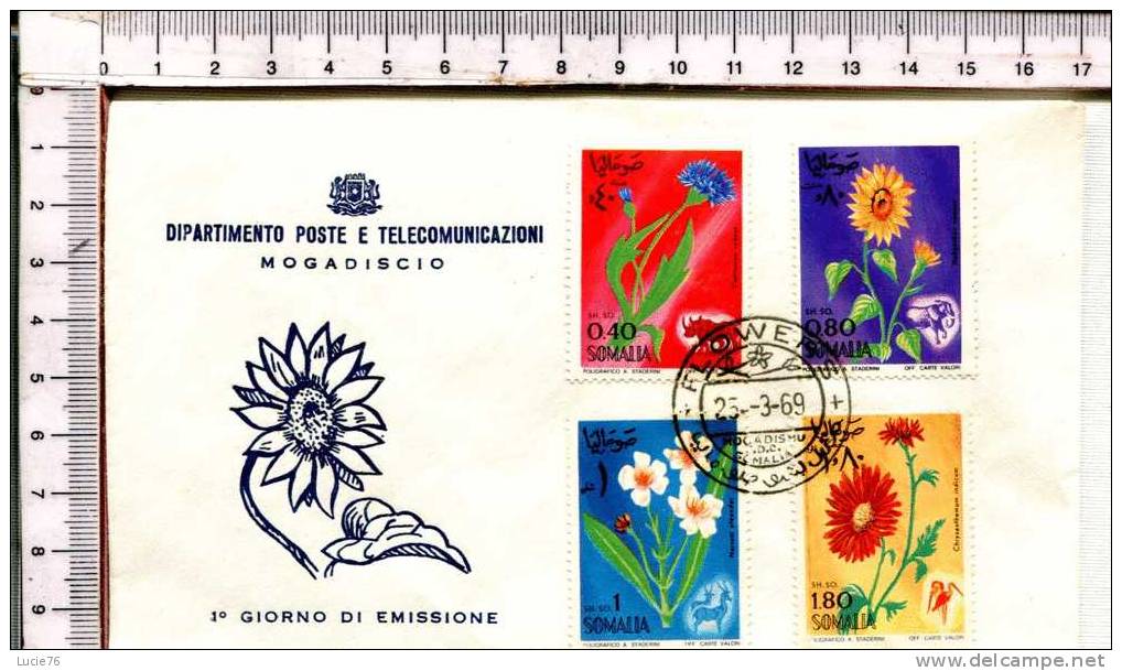 ENVELOPPE  - 1er Jour D'Emission -  Dipartimento Poste E Telecomunicazioni  MOGADISCIO -   25.03.1969 - Somalie (1960-...)