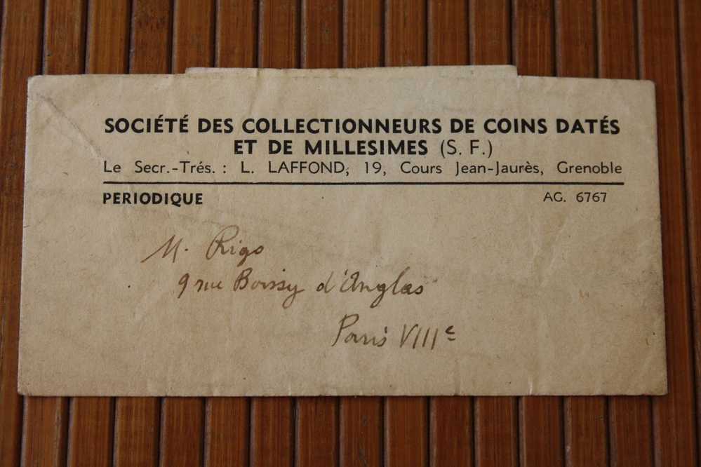 1940 BANDE POUR JOURNAUX DE GRENOBLE Sté COLL. COINS DATés MILLESISME P/PARIS 8 OMEC OBLITERATION MANUELLE P.P.PORT Payé - Journaux