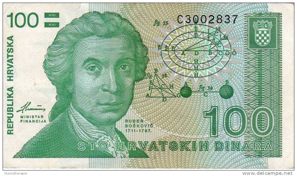 Croatie Croatia : 100 Dinara 1991 : Très Bon Etat - Croatie