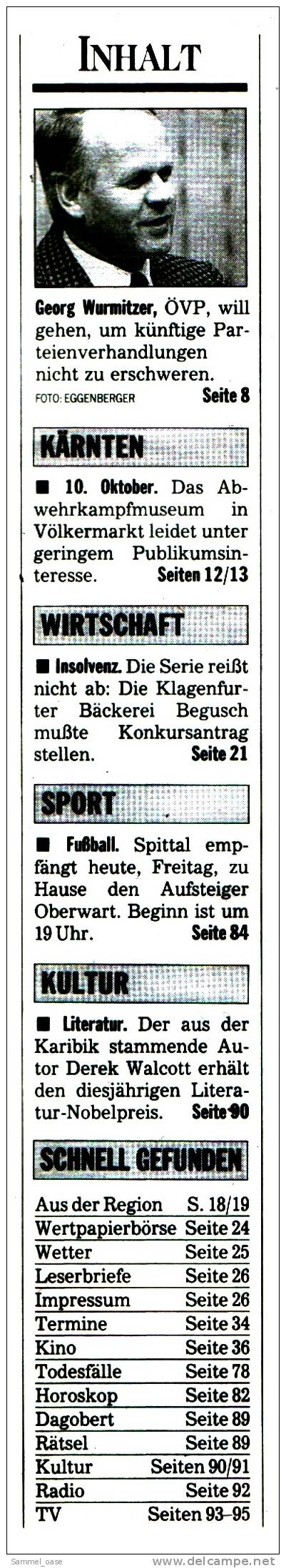 KLEINE  ZEITUNG Kärnten Klagenfurt  9.10.1992  -  TV, Fussball , Kultur , Politik Und Interessante Berichte - Sonstige & Ohne Zuordnung