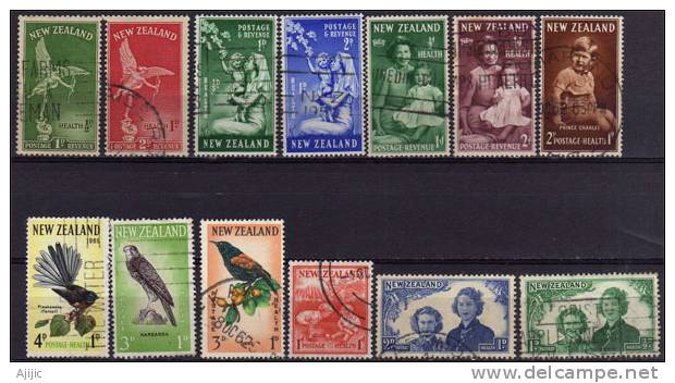 NOUVELLE-ZELANDE. 13 T-p Obliteres Differents. Surtaxes Au Profit Des Oeuvres Pour La Santé. Cote 10.25 € - Used Stamps