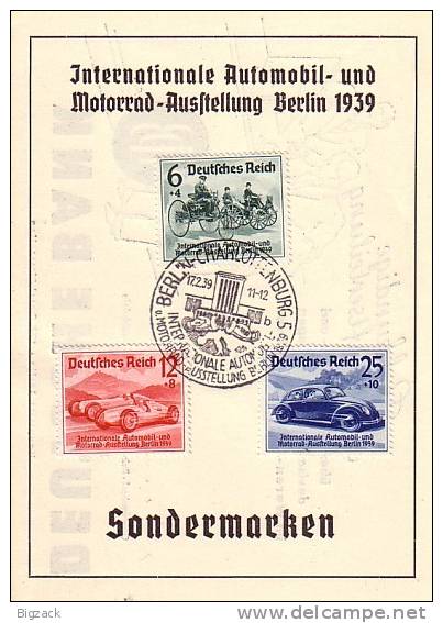 DR Sonderblatt Minr.686-688 SST Berlin Int. Automobil-Ausstellung 17.2.39 FDC - Briefe U. Dokumente