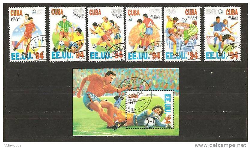 Cuba - Serie Completa Usata + Foglietto: Campionato Mondiale USA 1994 - 1994 – États-Unis