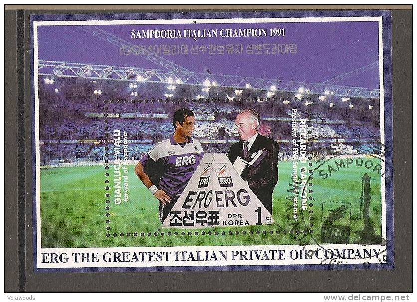 Corea Del Nord - Foglietto Usato: Sampdoria Campione D´Italia 1991 - Vialli E Mantovani - Famous Clubs