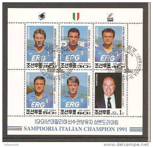 Corea Del Nord - Foglietto Usato: Sampdoria Campione D´Italia 1991 - Beroemde Teams