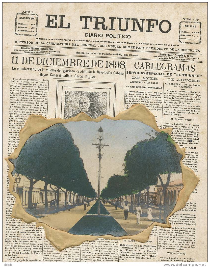 Newspaper El Triunfo Diario Politico  Round Corners Journal Presse Gaufrée Paseo Del Prado - Cuba