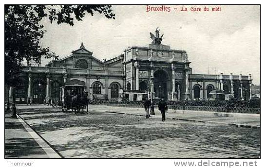 BRUXELLES  - La Gare Du Midi  - 1909  -  BELLE CARTE ANIMEE - - Chemins De Fer, Gares