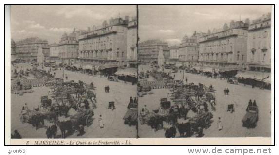 8MARSEILLE  LE QUAI DE LA FRATERNITE LL - Stereoscope Cards