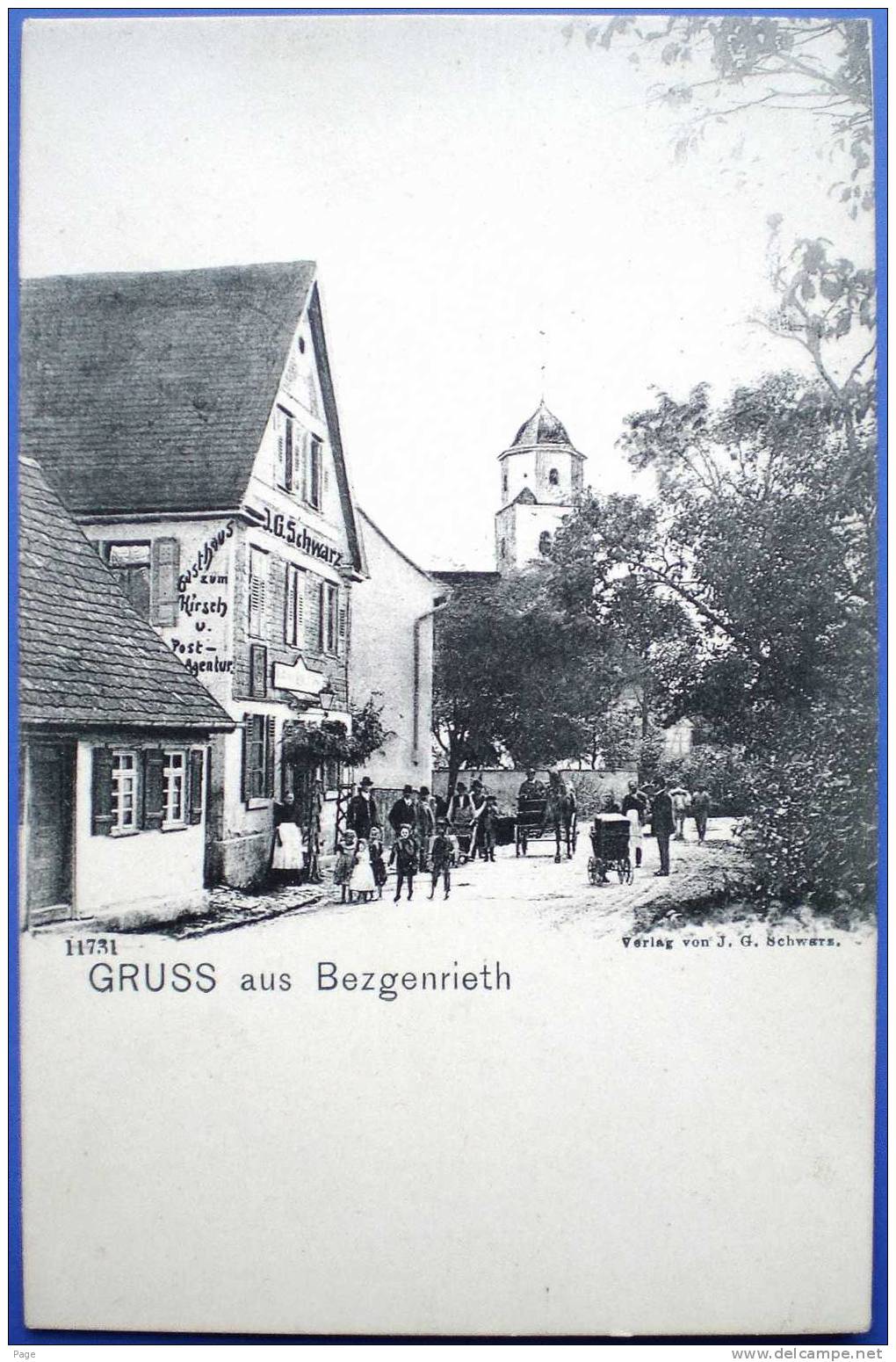 Bezgenrieth,Gasthaus Zum Hirsch,Postagentur,J.G.Schwarz,1910,Einspänner,Kinderwagen, - Göppingen