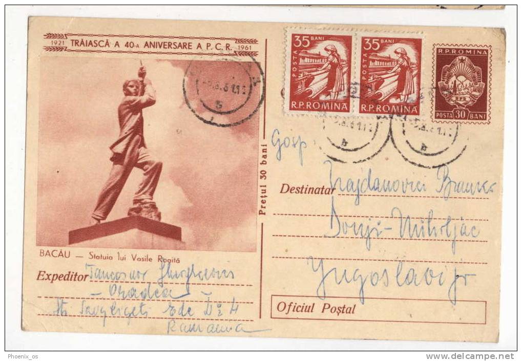 ROMANIA - BACAU, ORADEA, Monument Vasile Roaita, 1961. - Used Stamps