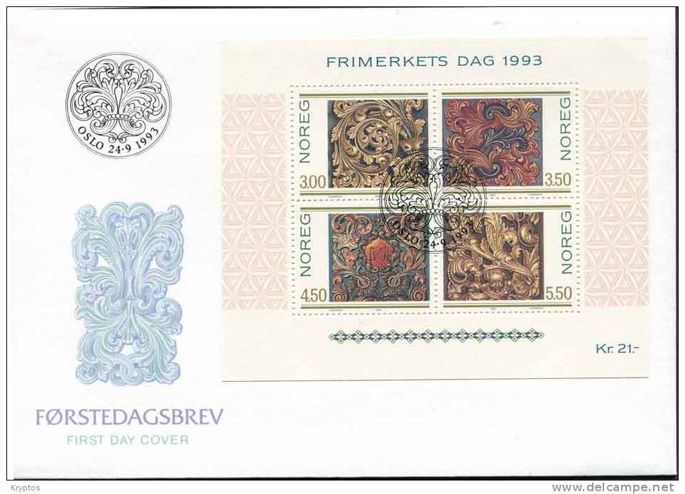 Norway 1993 - Stamp Day - Block On FDC - Storia Postale